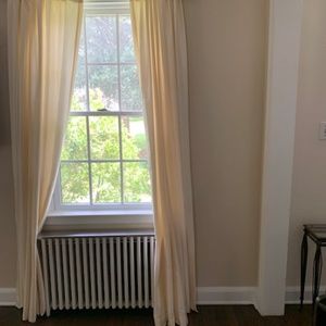 Pair of 100% silk curtain panels - light gold - EUC